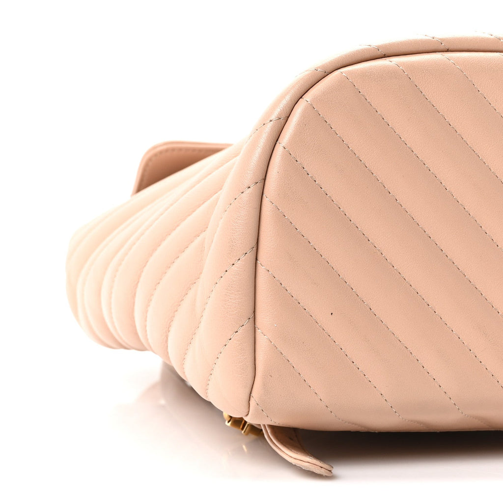 Calfskin Chevron Quilted Small Urban Spirit Backpack Beige