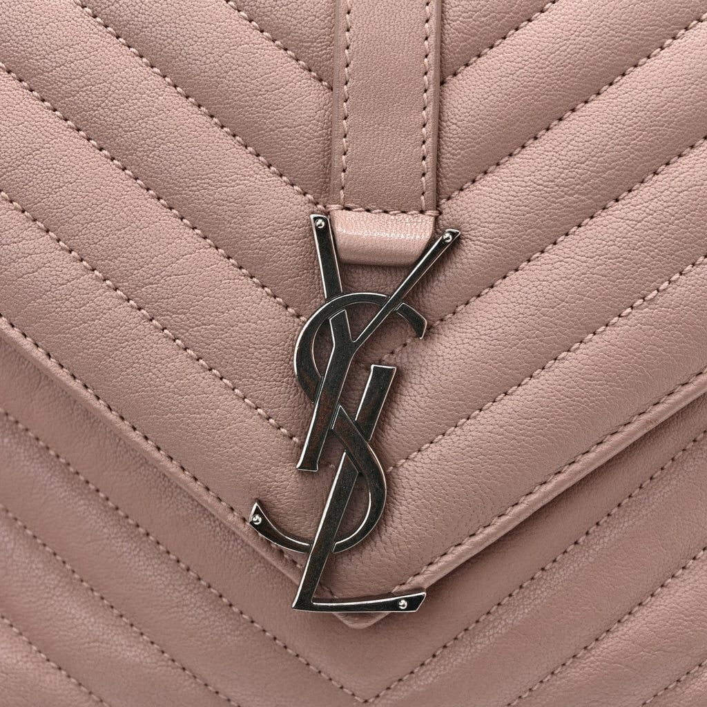 Sheepskin Matelasse Chevron Monogram Medium College Bag Rose Poudre