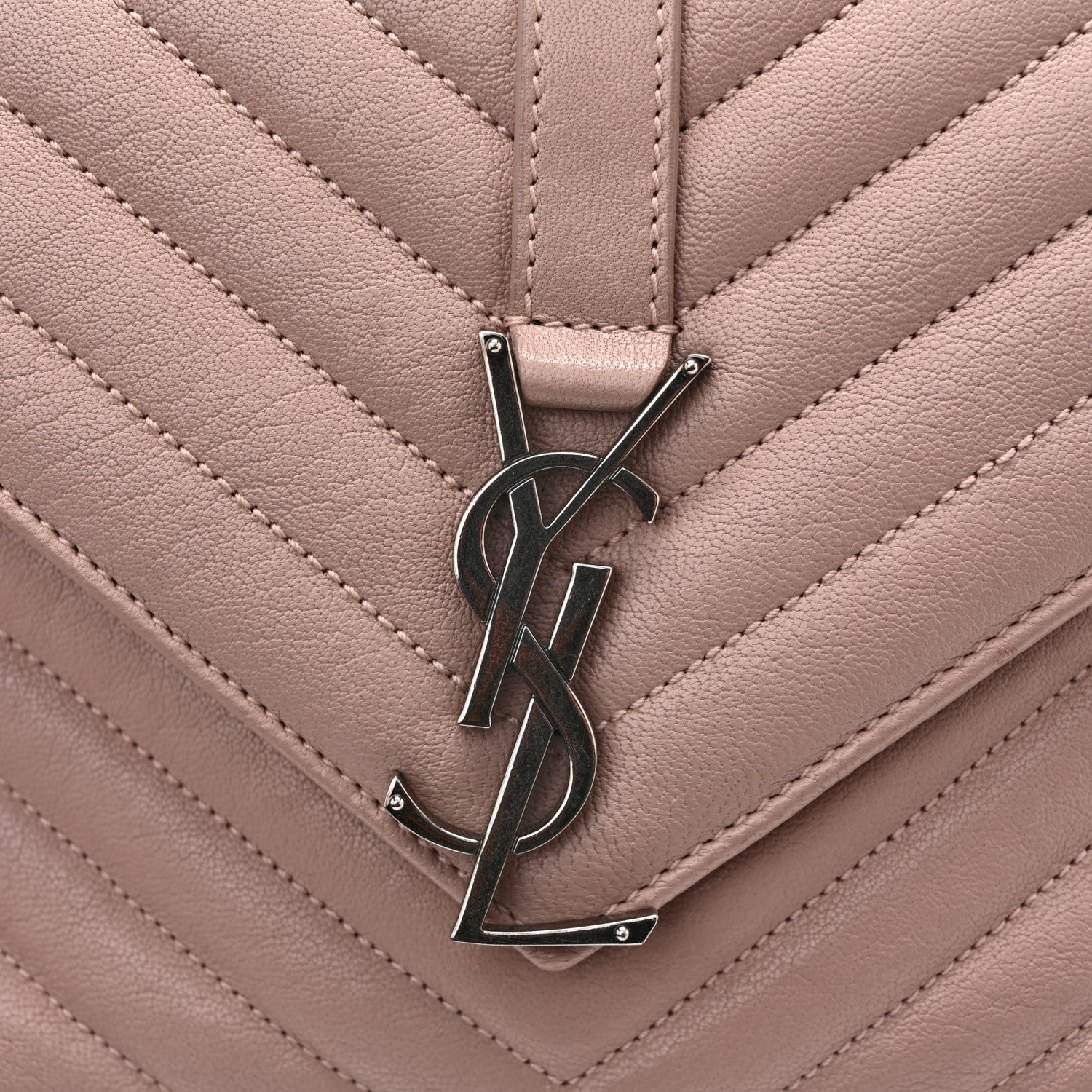 Sheepskin Matelasse Chevron Monogram Medium College Bag Rose Poudre