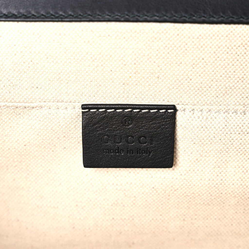 Calfskin Bamboo Web Large Dionysus Top Handle Bag Black Bright Evergreen Hibiscus Red