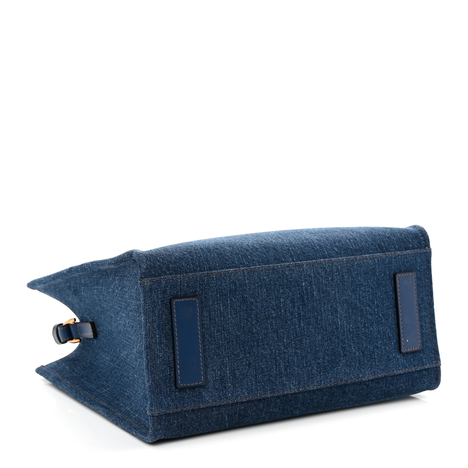 Denim Calfskin La Medusa Small Tote Bag Blue