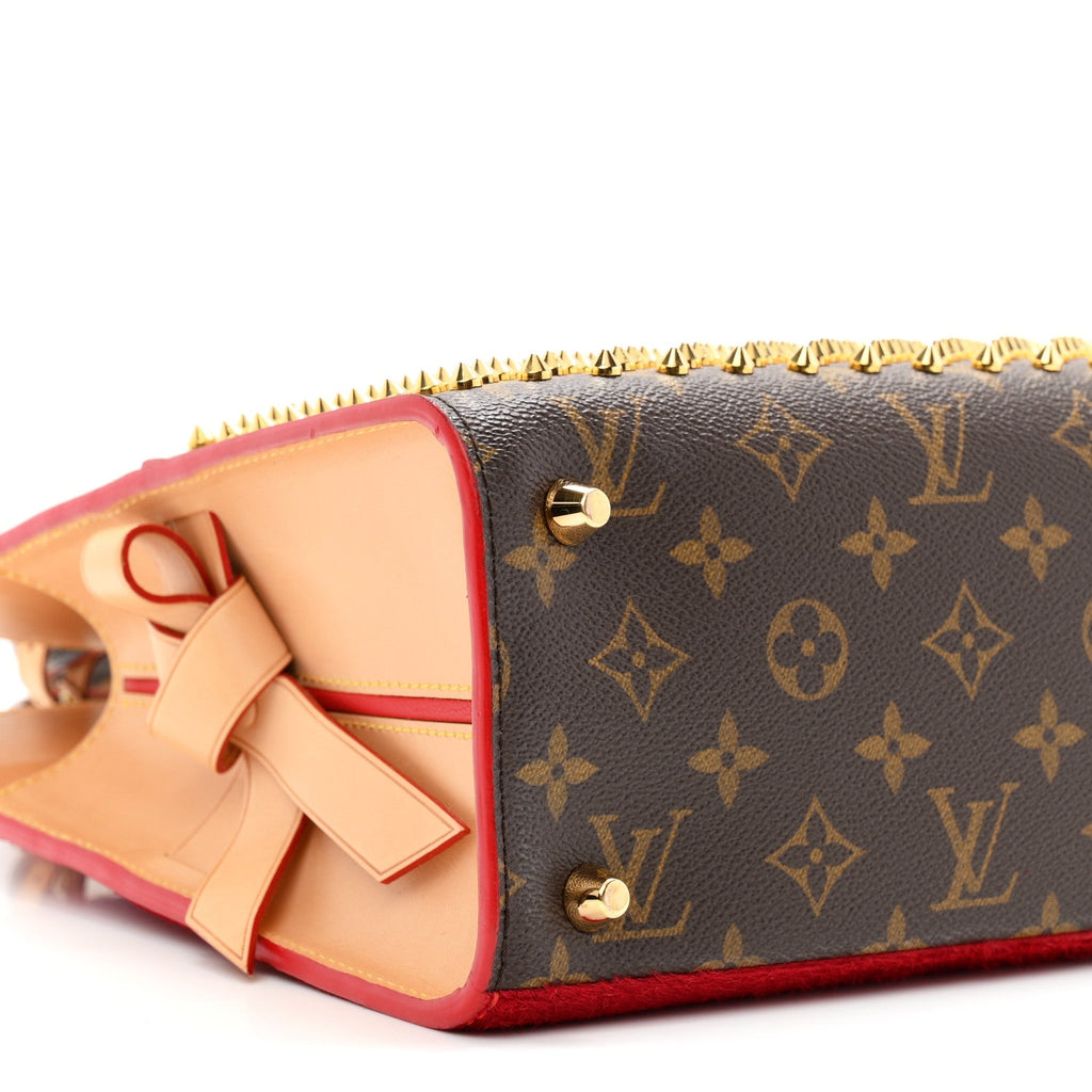 Monogram Calf Hair Spikes Iconoclasts Christian Louboutin Tote Red
