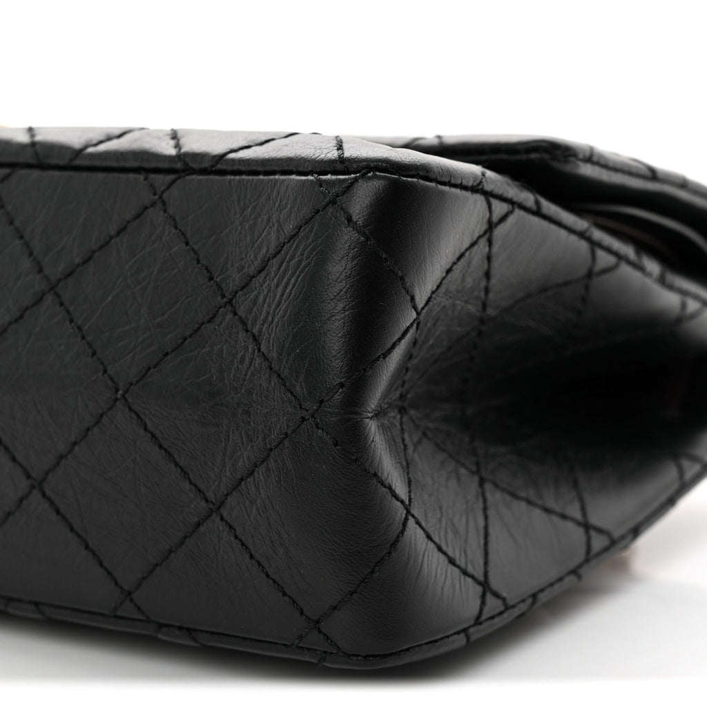 Aged Calfskin Quilted 2.55 Reissue 225 Flap Black