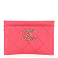 Caviar Quilted Chain CC Card Holder Dark Pink
