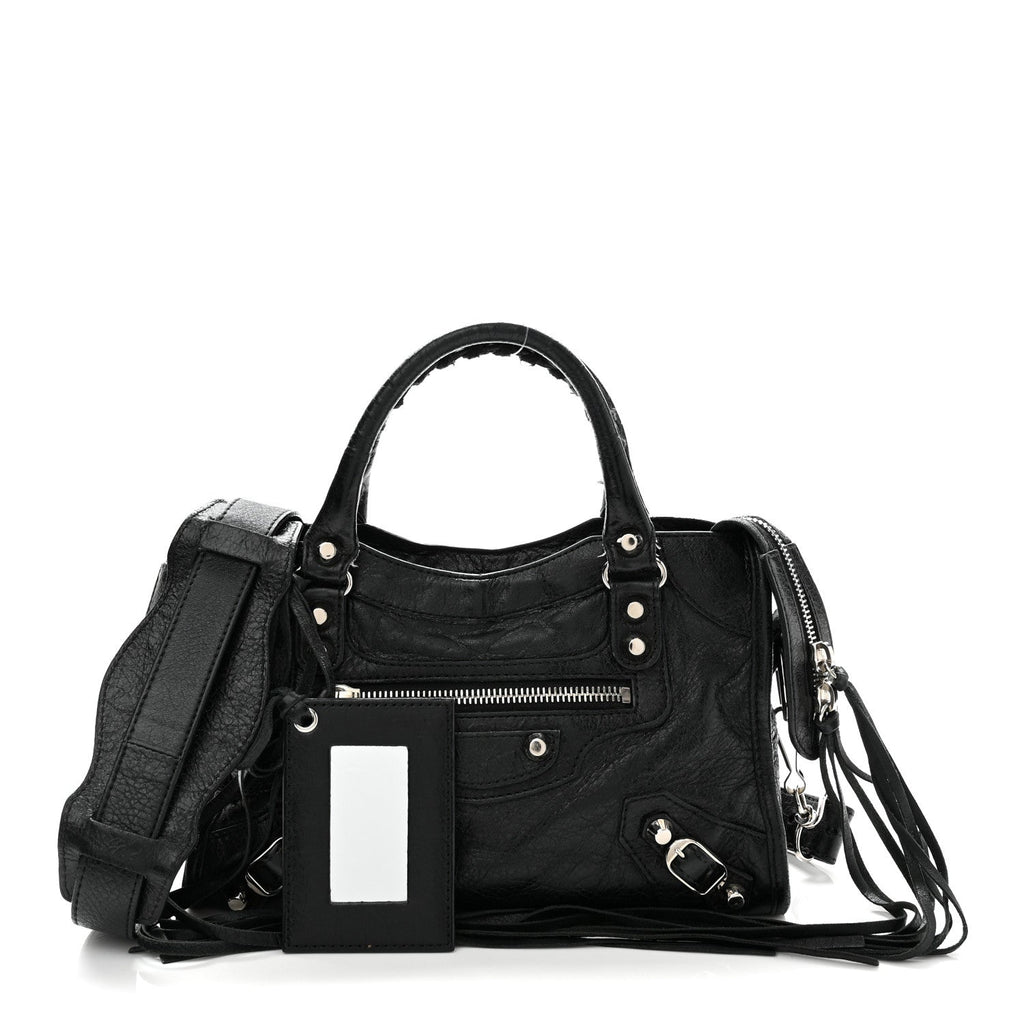 Agneau Classic Silver Hardware Mini City Black