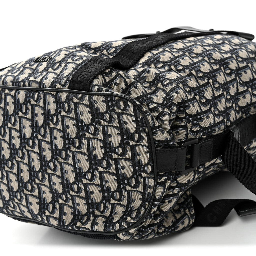 Oblique Calfskin Safari Backpack Navy Blue