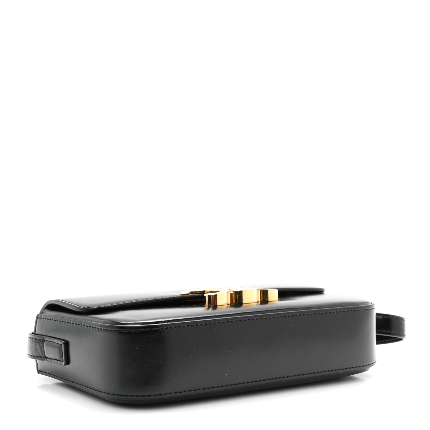 Shiny Calfskin Triomphe Shoulder Bag Black