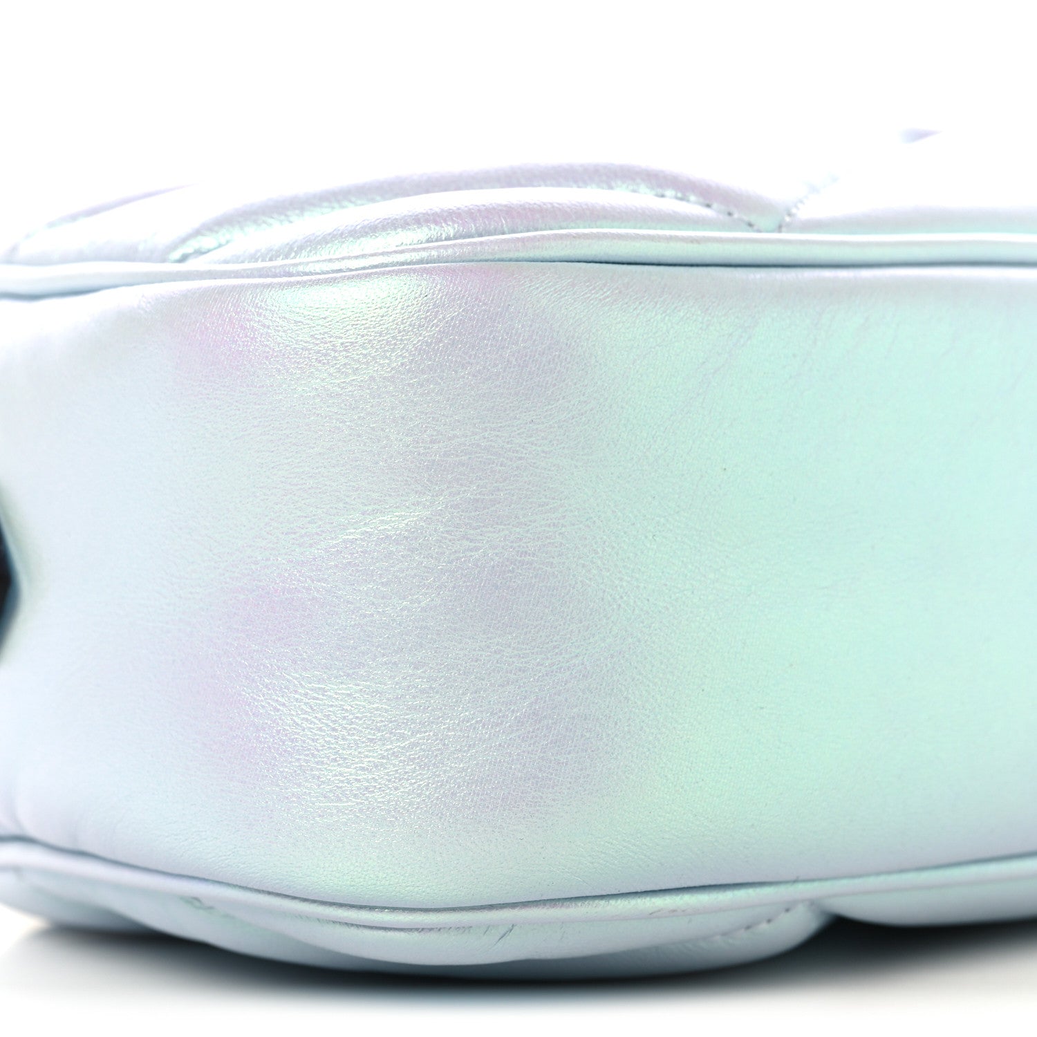 Iridescent Nappa Chevron Matelasse Small GG Marmont Chain Shoulder Bag Iridescent Snow Light Blue