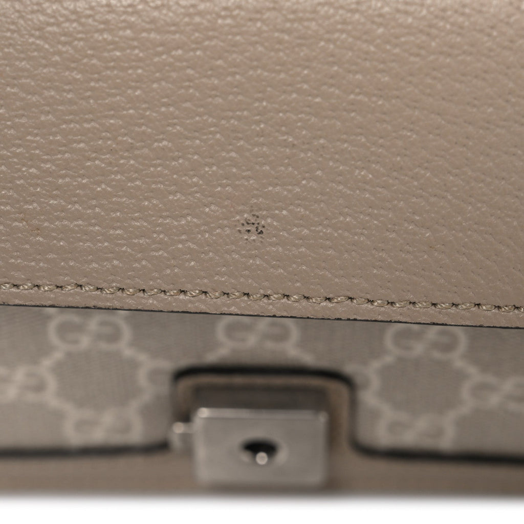GG Supreme Monogram Textured Dollar Calfskin Small Rectangular Dionysus Shoulder Bag Beige Mystic White Oatmeal