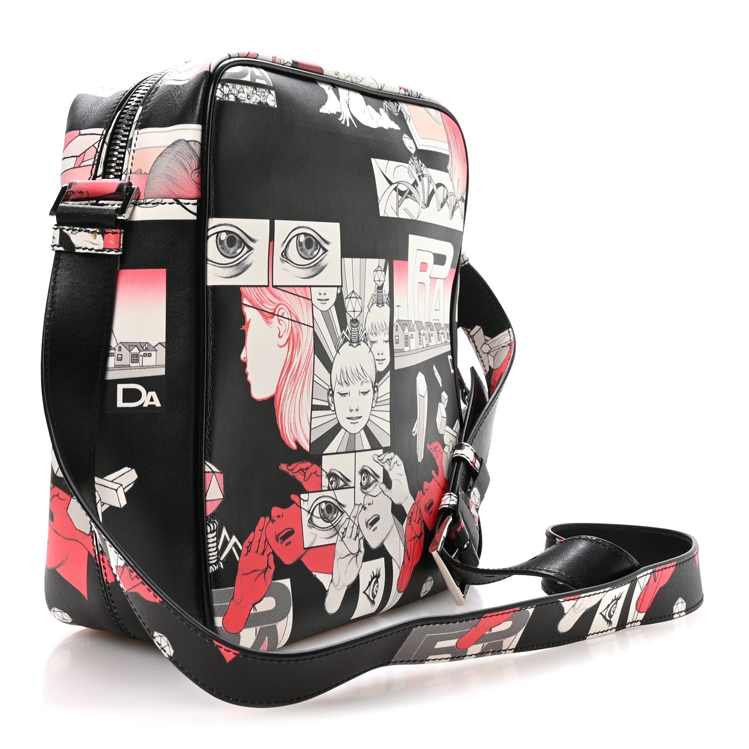 X JAMES JEAN Vitello DNA Flat Messenger Bag Black