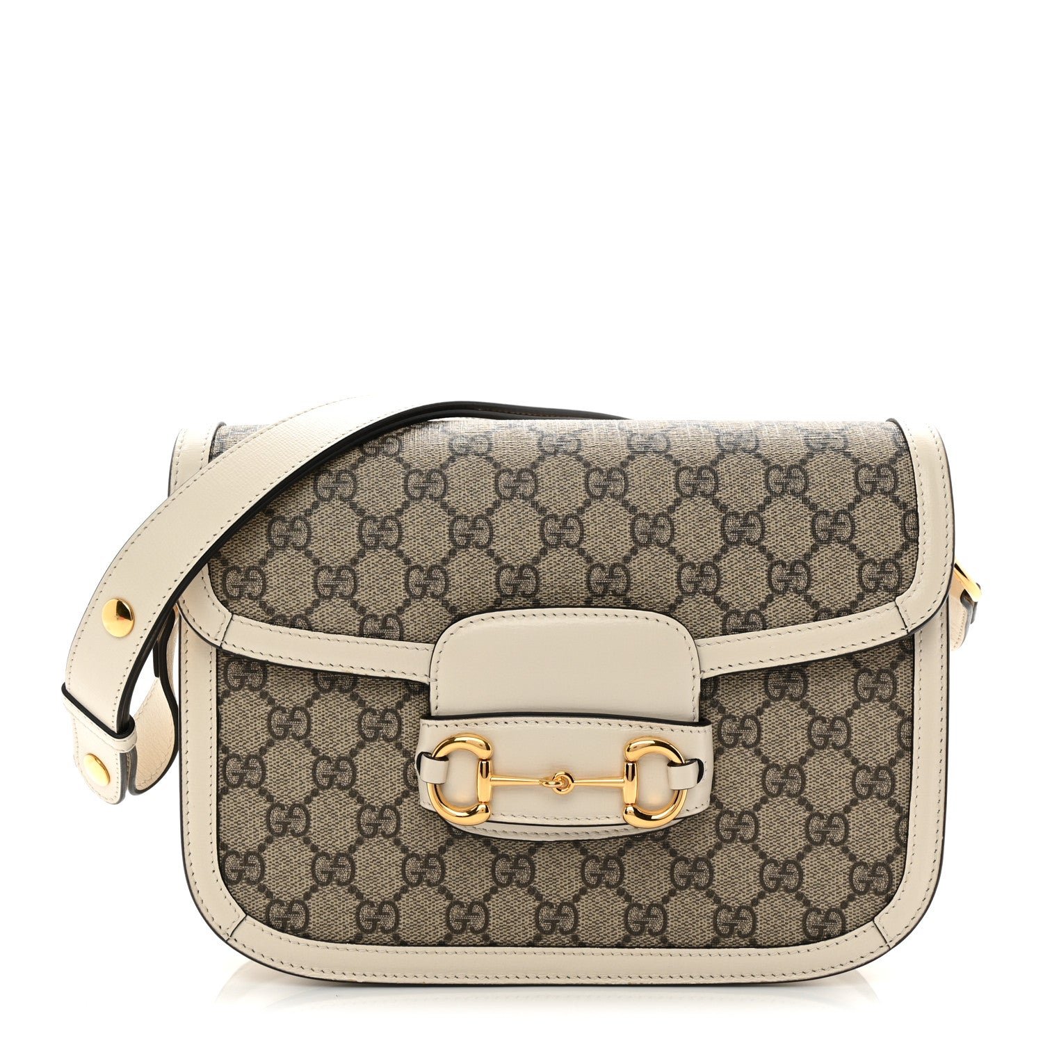 GG Supreme Monogram Horsebit 1955 Shoulder Bag Beige Mystic White