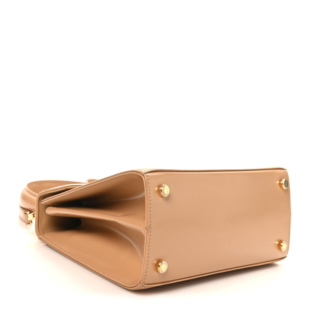 Brushed Off Calfskin Small Iconic Top Handle Camel