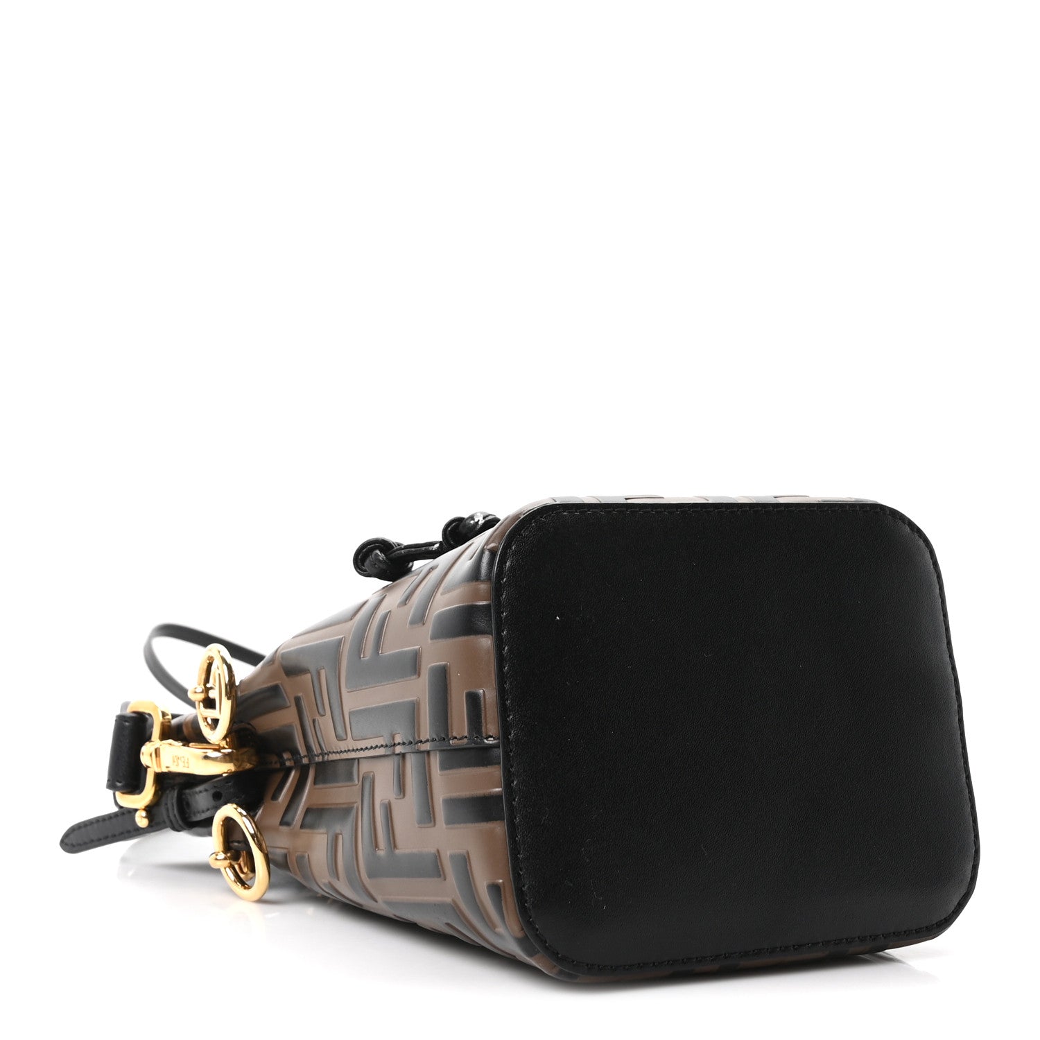 Vitello Liberty F is Fendi Bi-Color FF 1974 Embossed Mini Mon Tresor Bucket Bag Maya Black