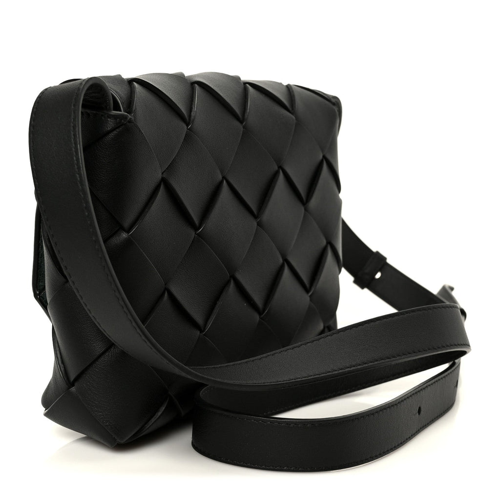 Grained Calfskin Intreccio Small Diago Crossbody Bag Black