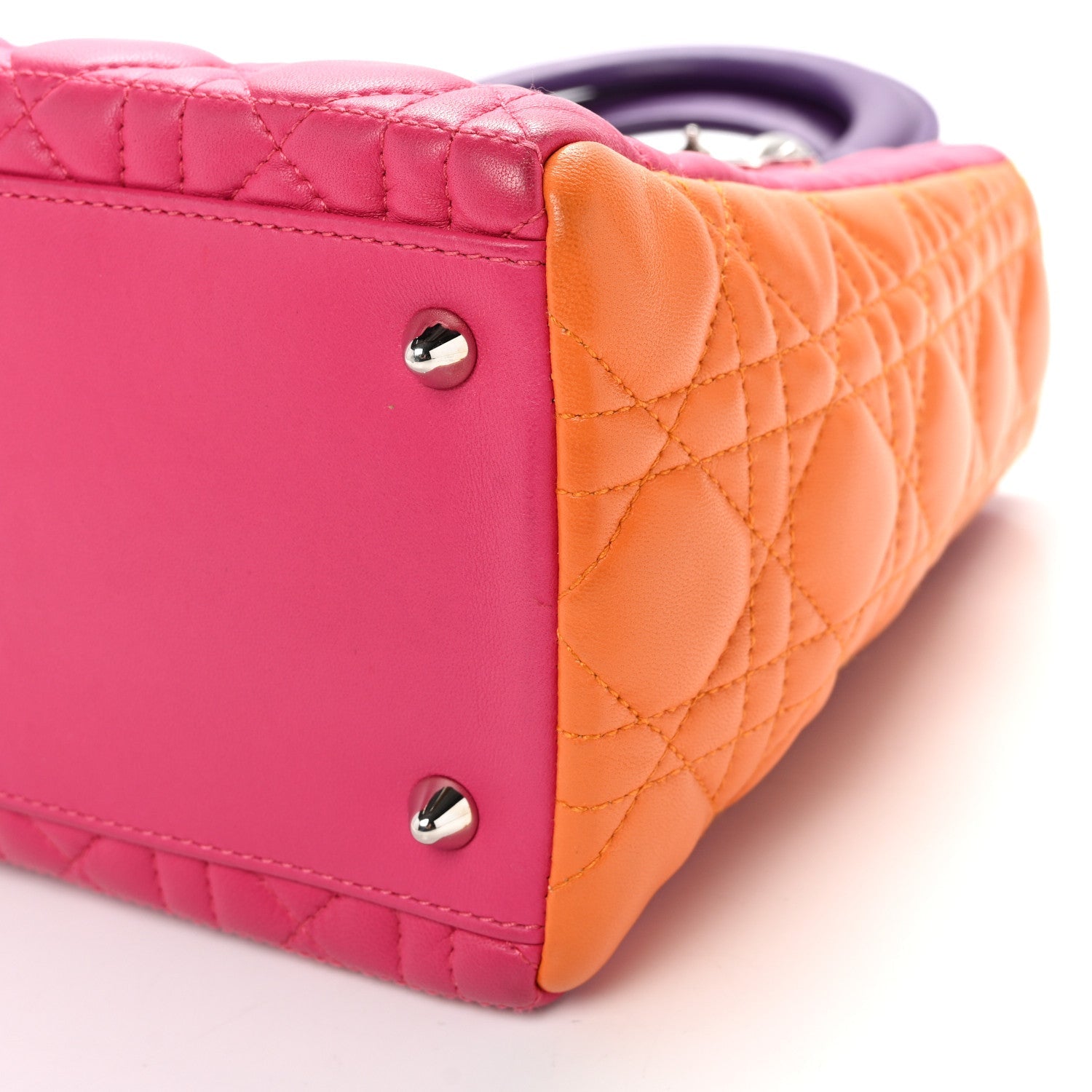 Lambskin Cannage Medium Tri-Color Lady Dior Pink