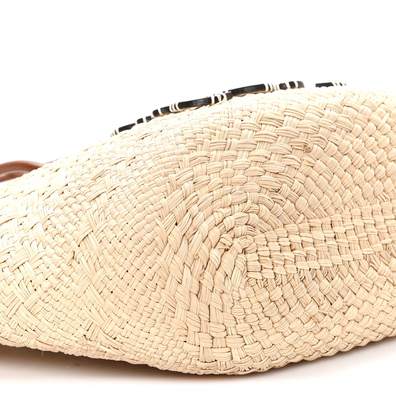 Calfskin Raffia Paulas Ibiza Small Anagram Basket Tote Bag Natural Tan