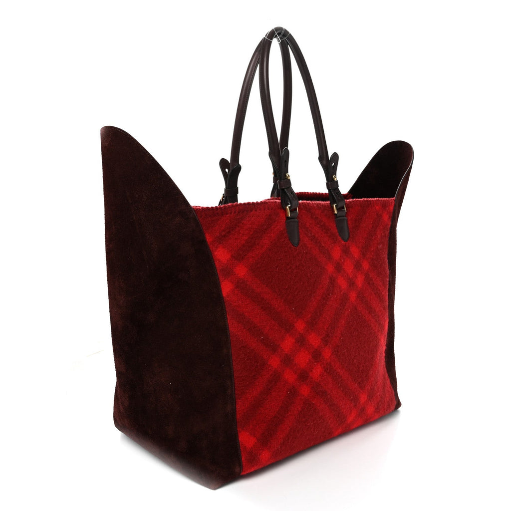 Suede Calfskin Wool Nova Check XL Shield Tote Ripple