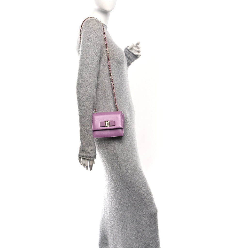Printed Calfskin Ginny Crossbody Bag Purple