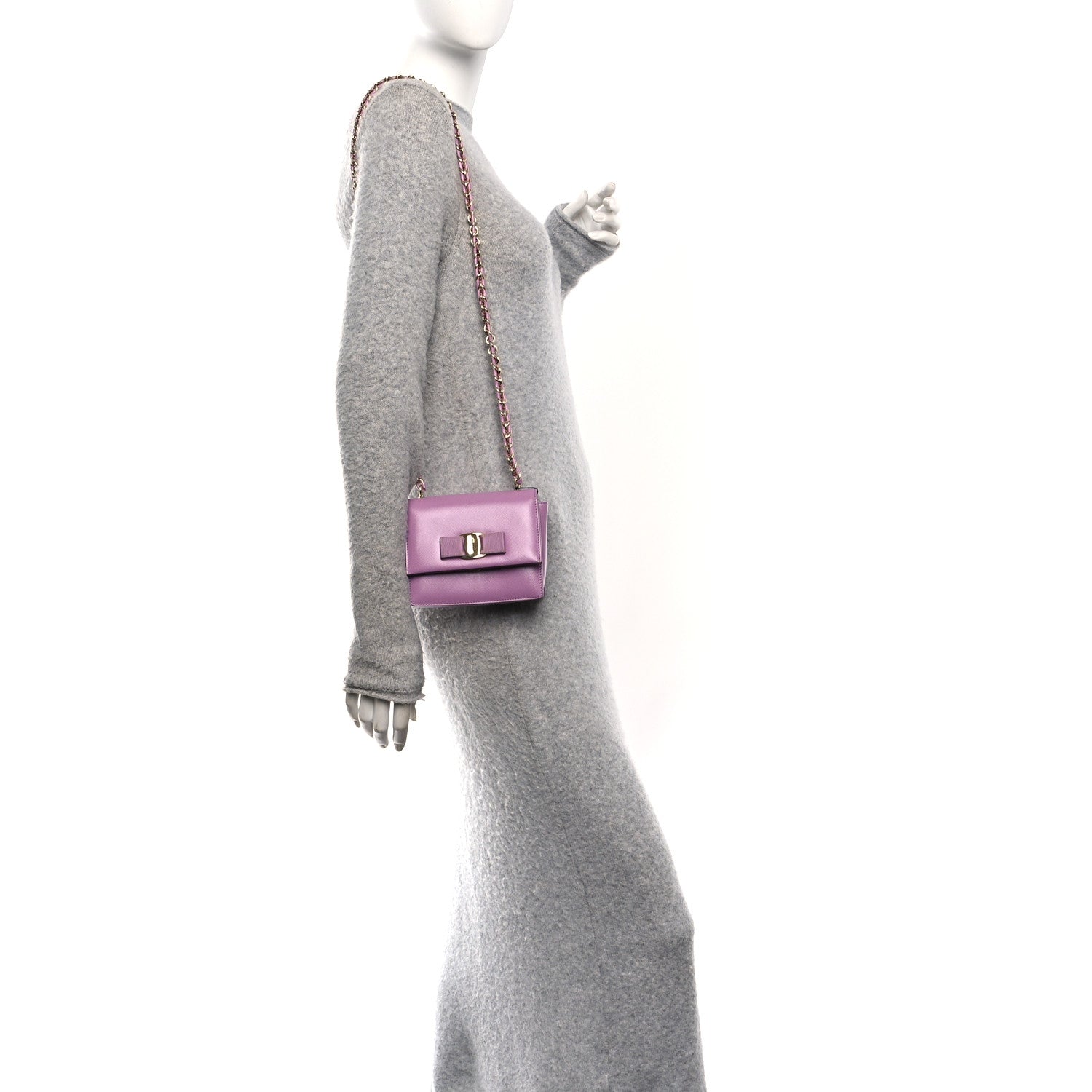 Printed Calfskin Ginny Crossbody Bag Purple