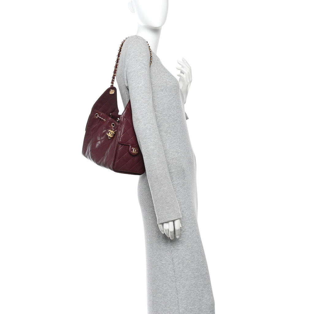 Goatskin Quilted Small Chanel 25 Handbag Dark Burgundy