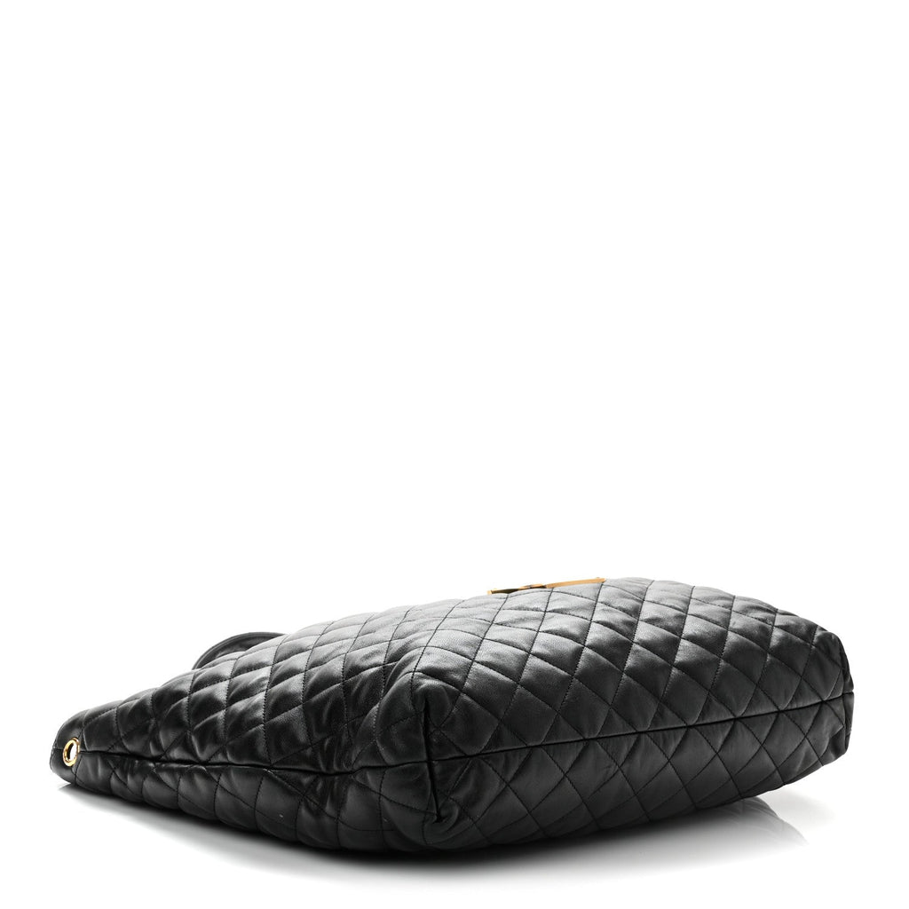 Lambskin Quilted Maxi Icare Shopping Tote Black