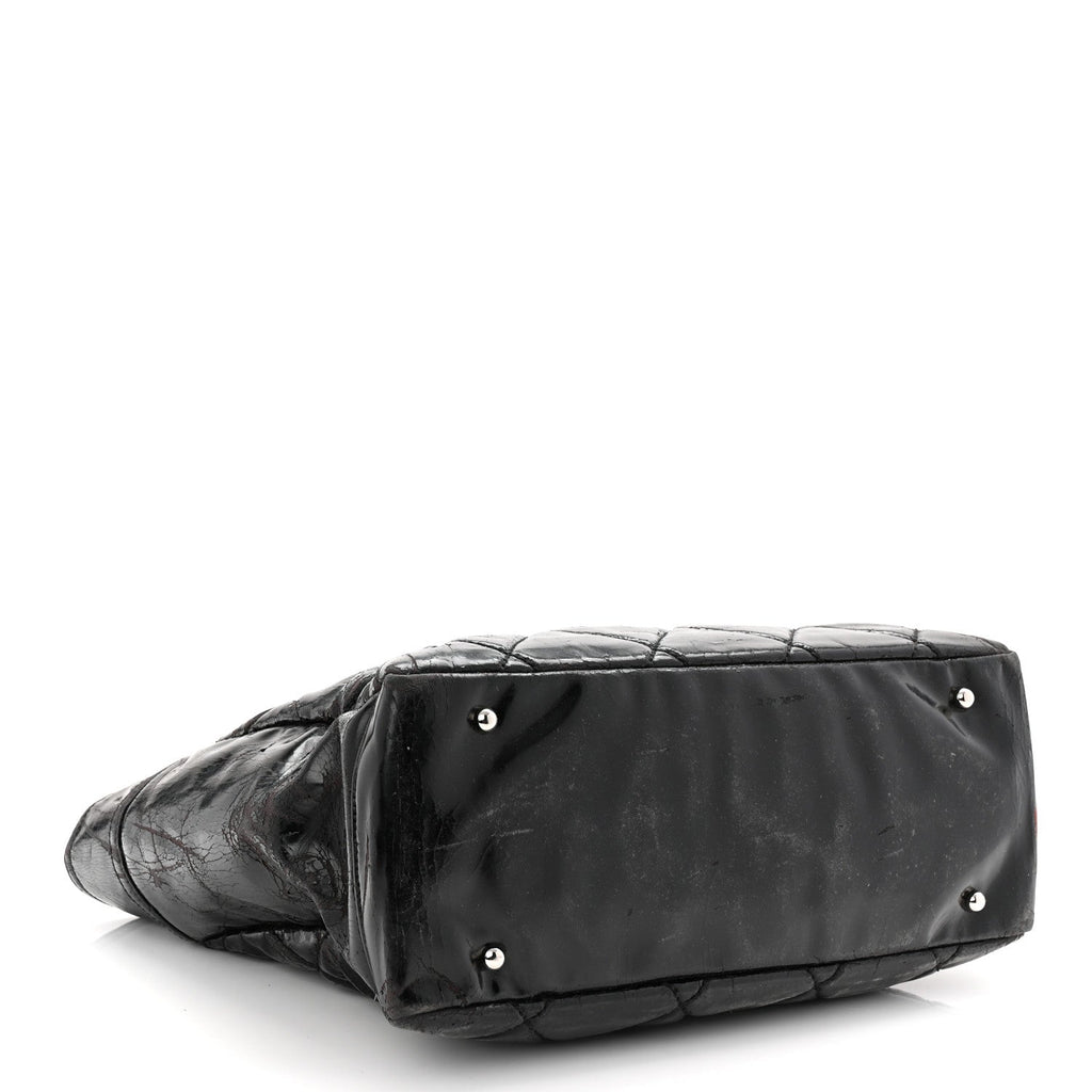 Vinyl Quilted Large Paris Biarritz Tote Black