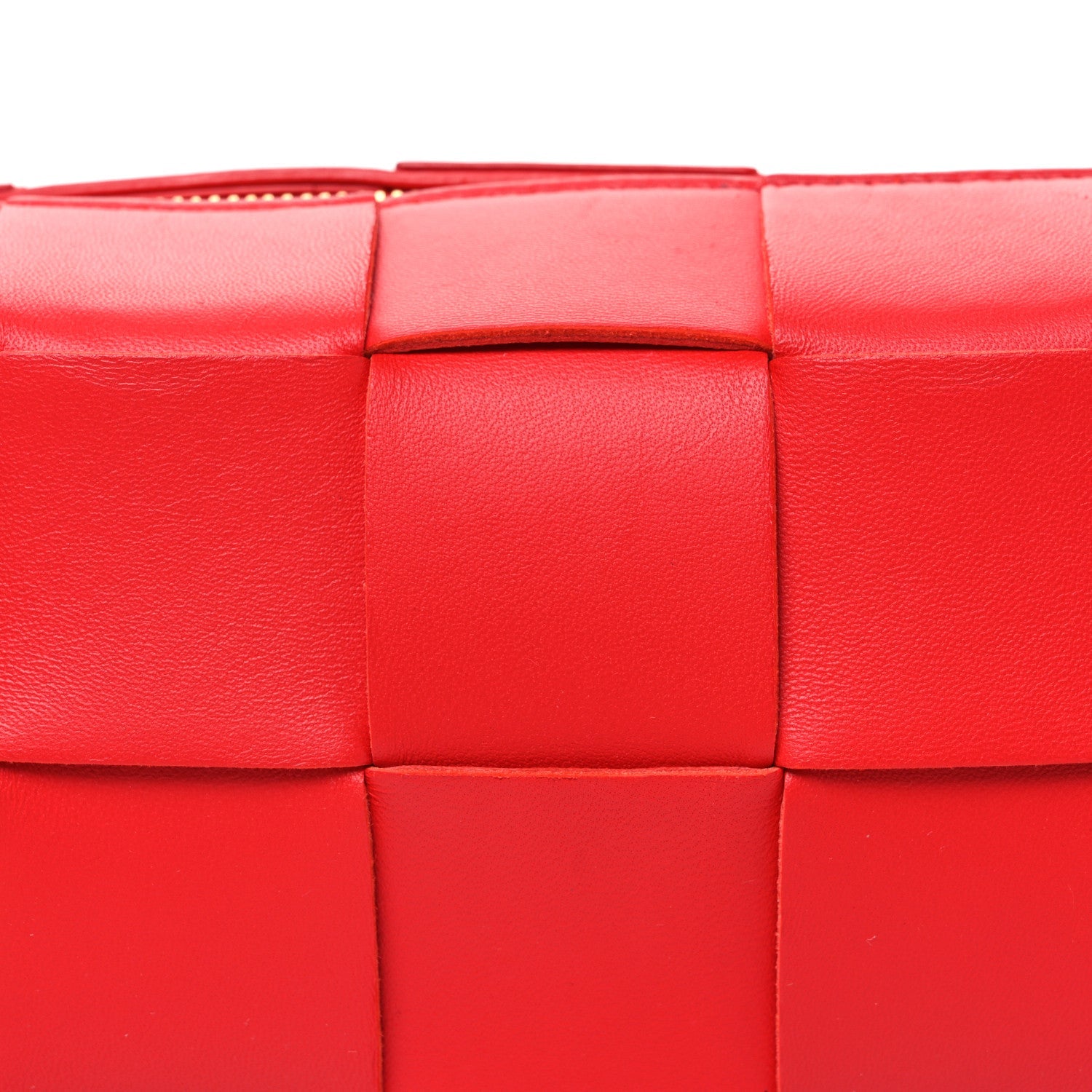 Lambskin Maxi Intrecciato Small Brick Cassette Bag Redstone