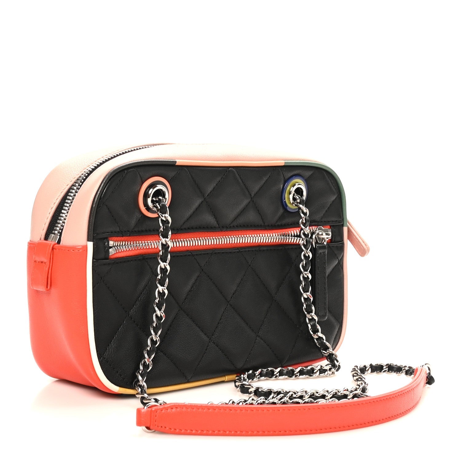 Calfskin Quilted Cuba Camera Bag Black Multicolor