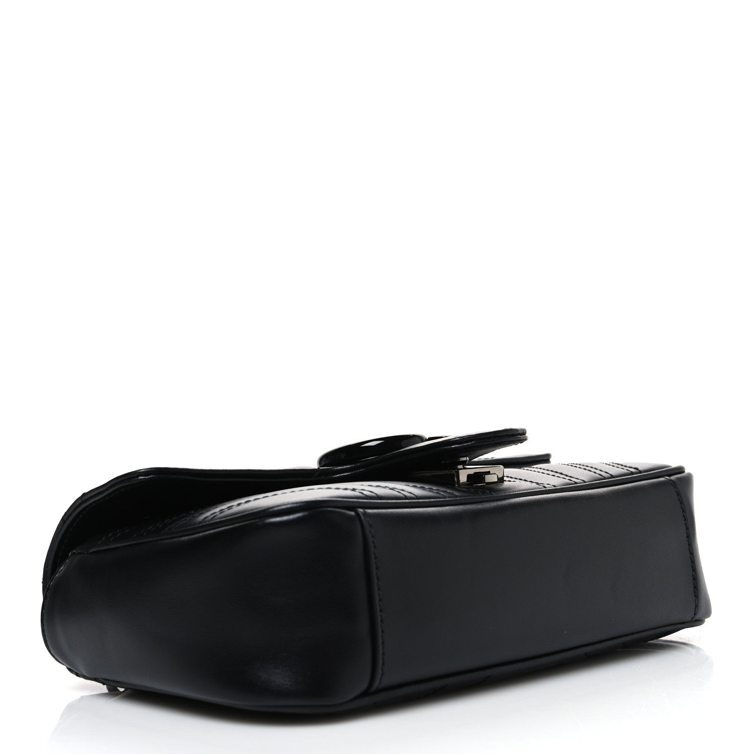 Calfskin Matelasse Monochrome Mini GG Marmont Shoulder Bag Black