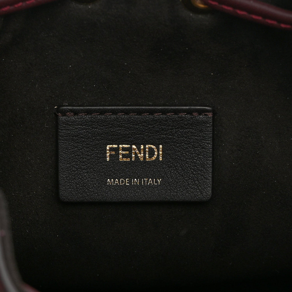 Chenille Vitello F is Fendi Micro FF Mini Mon Tresor Bucket Bag Rosso Roma