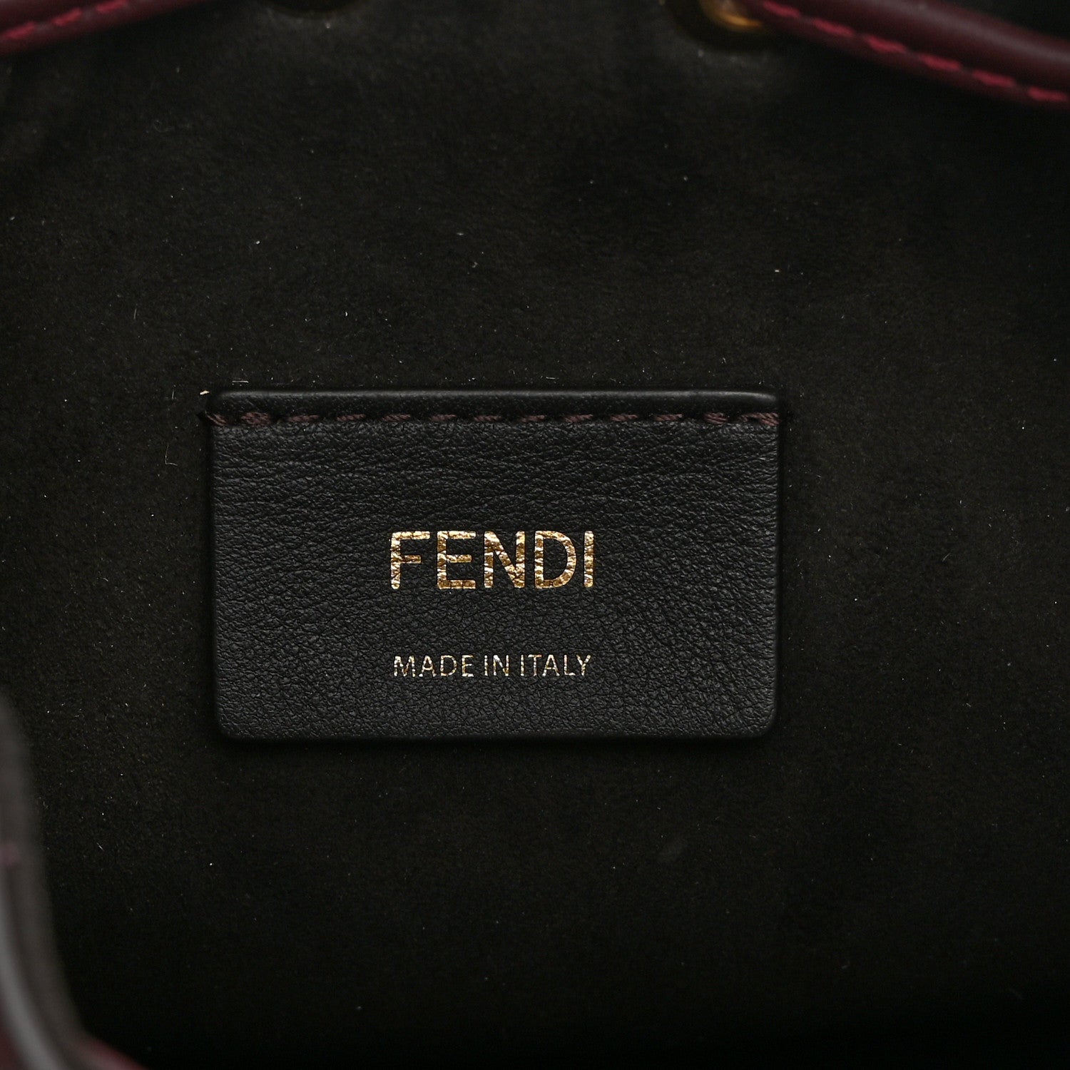 Chenille Vitello F is Fendi Micro FF Mini Mon Tresor Bucket Bag Rosso Roma