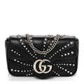 Calfskin Matelasse Studded Super Mini GG Marmont Shoulder Bag Black