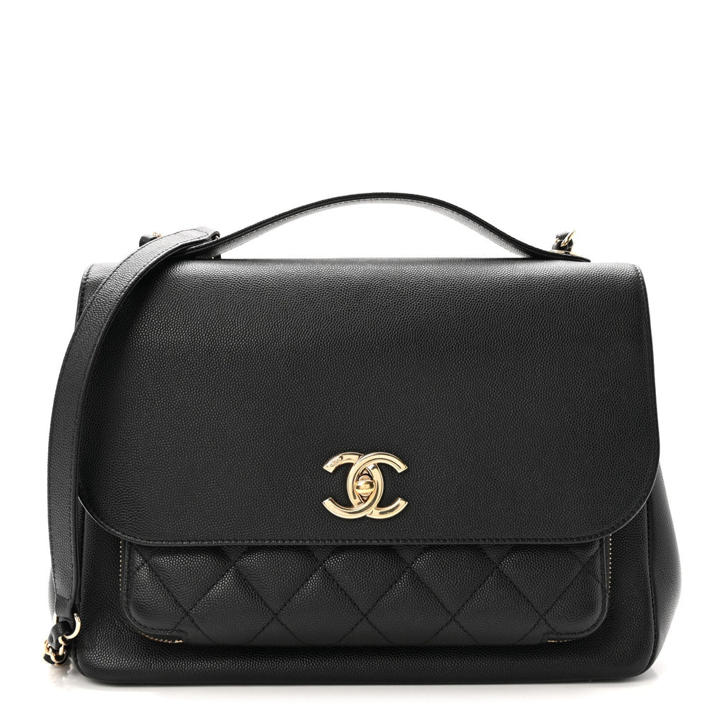 Caviar Quilted Large Business Affinity Flap Black