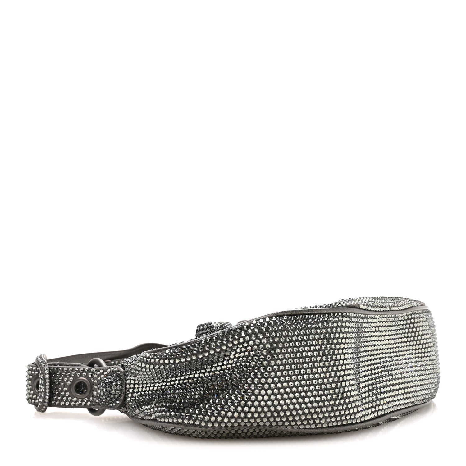Rhinestone Encrusted Le Cagole Shoulder Bag XS Silver
