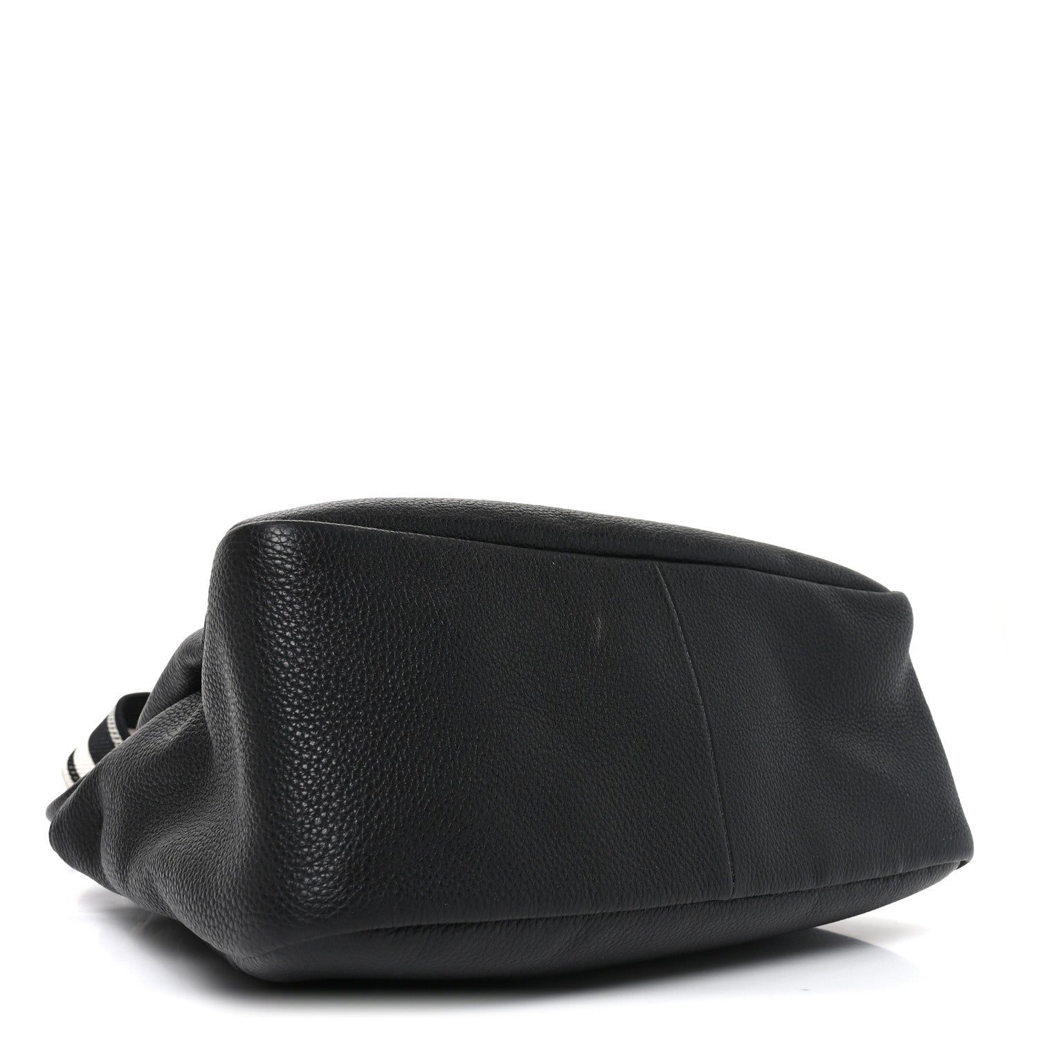 Vitello Daino Soft Medium Zippered Top Handle Bag Black