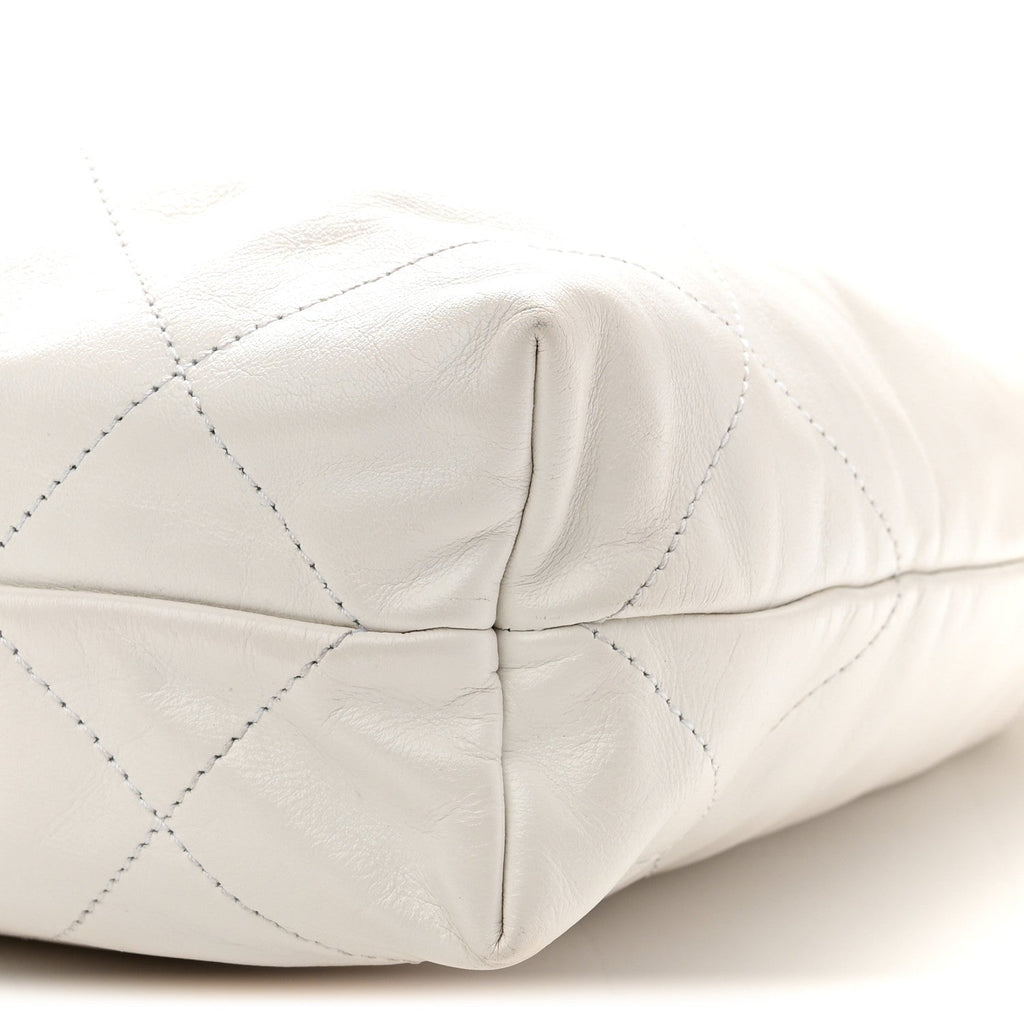 Shiny Calfskin Quilted Small Chanel 22 White