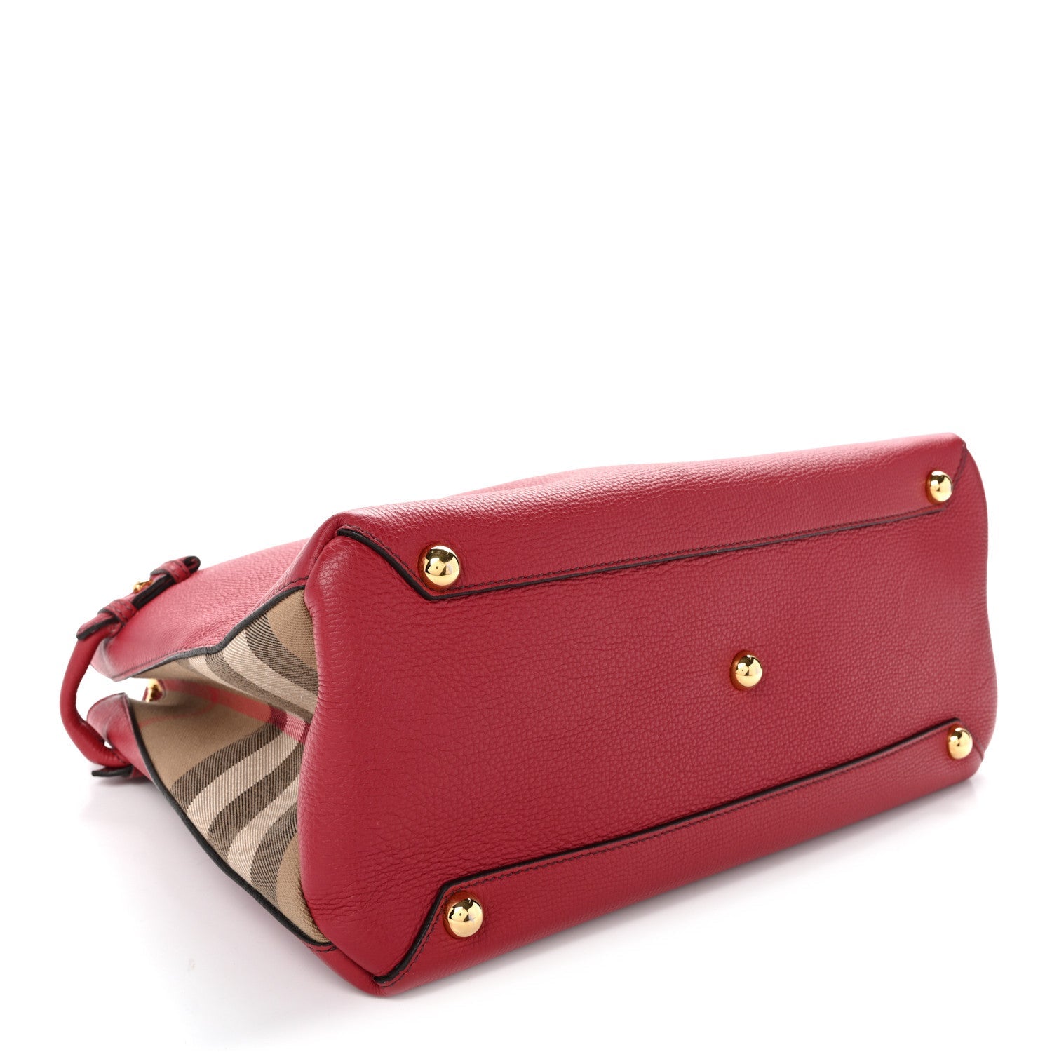 Grainy Calfskin House Check Medium Banner Tote Red