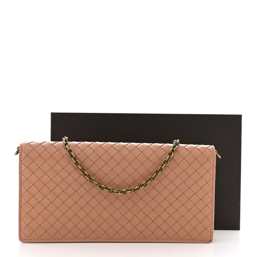 Nappa Intrecciato Continental Wallet on Chain Dusty Rose
