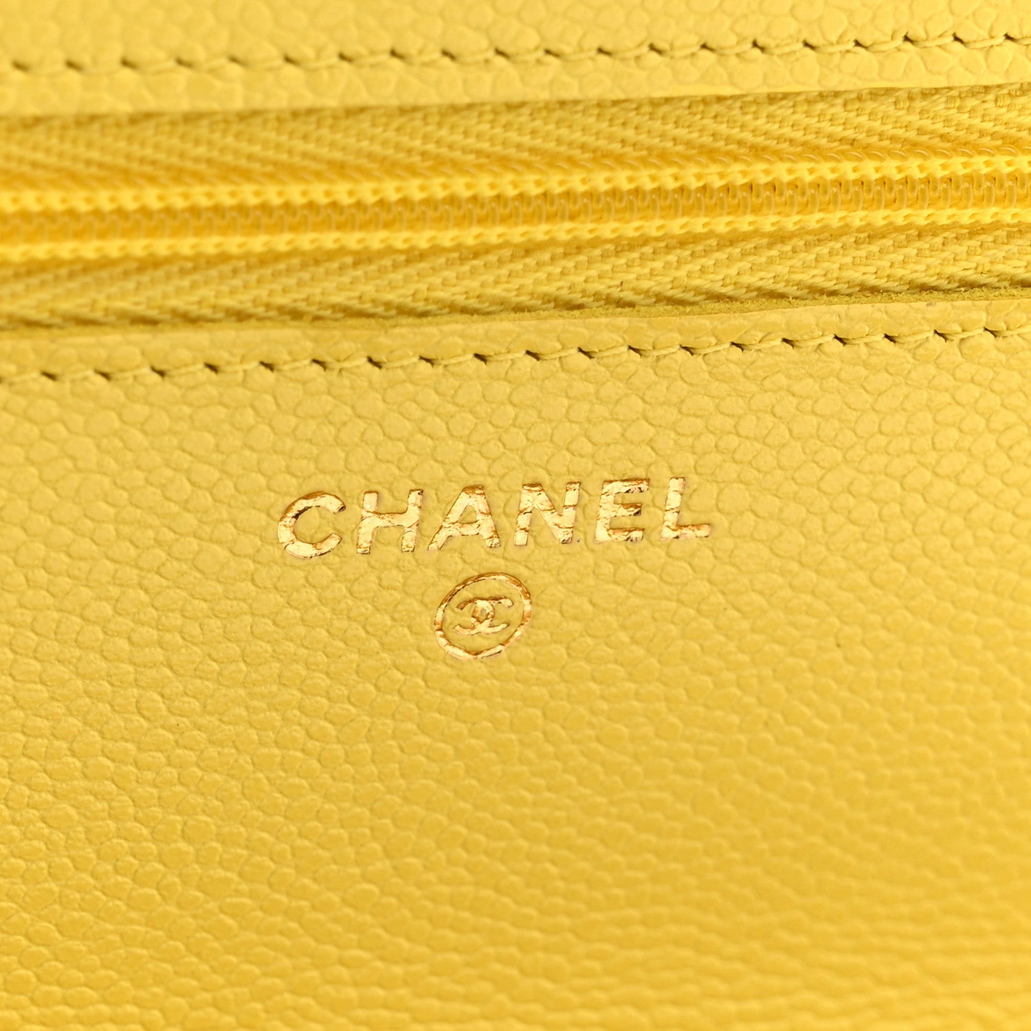 Caviar Quilted Wallet on Chain WOC Yellow