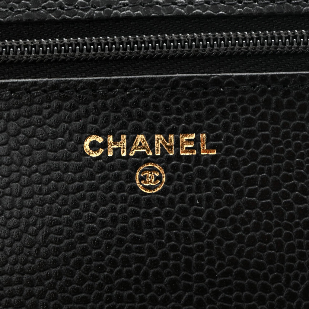 Caviar Quilted CC Turnlock Wallet On Chain WOC Black