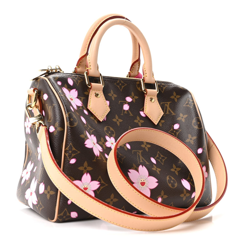LV X TM Monogram Cherry Blossom Speedy Bandouliere 25 Sakura Brown