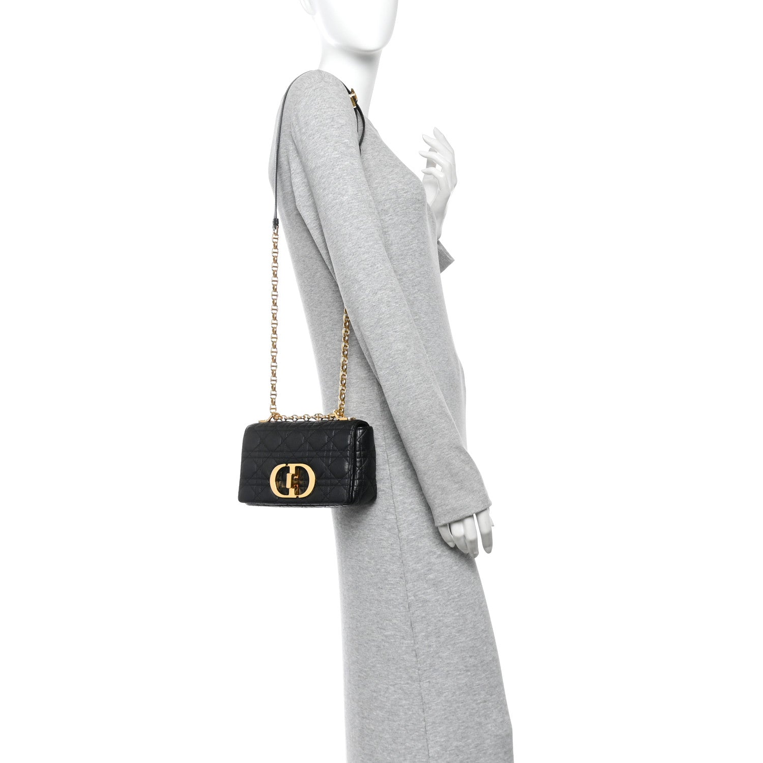 Calfskin Cannage Small Caro Bag Black