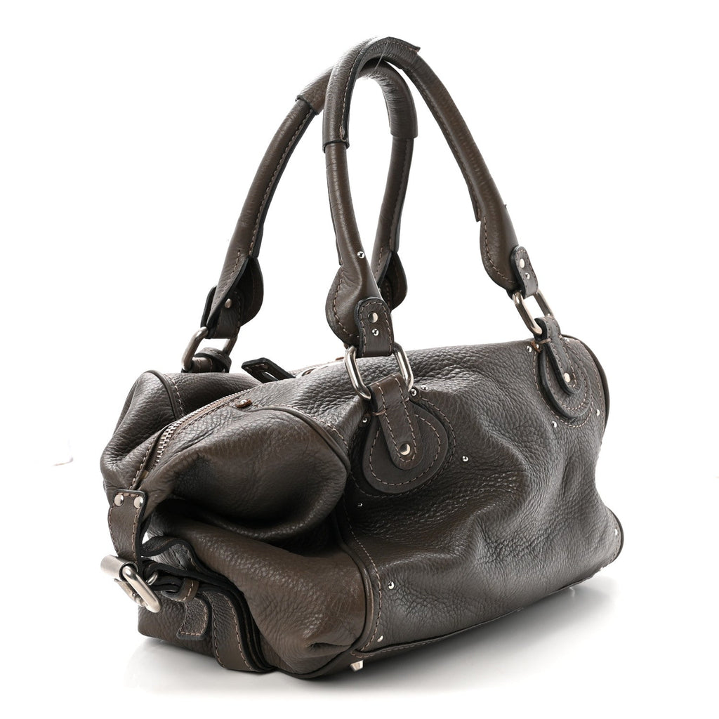 Calfskin Medium Paddington Satchel Gris Vert