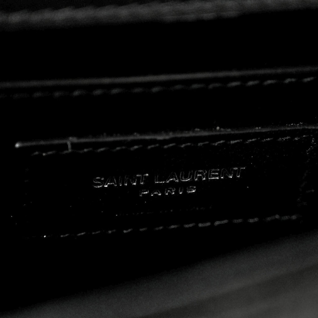 Velvet Crystal Studded Monogram Small Kate Satchel Black