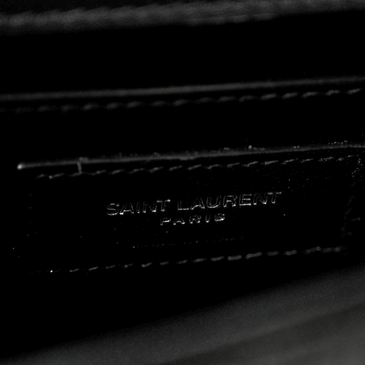 Velvet Crystal Studded Monogram Small Kate Satchel Black