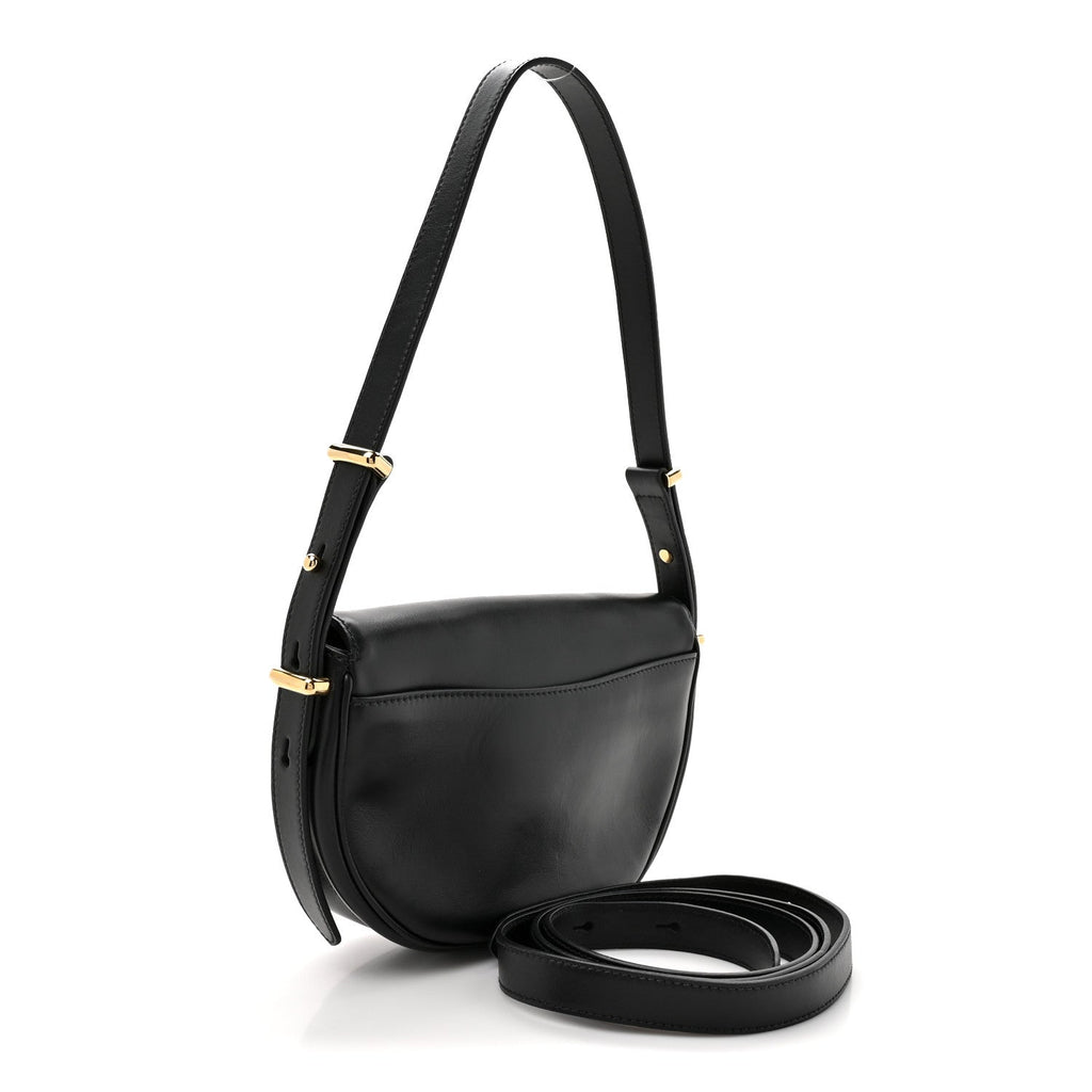 Soft Calfskin Triangle Arque Flap Shoulder Bag Black