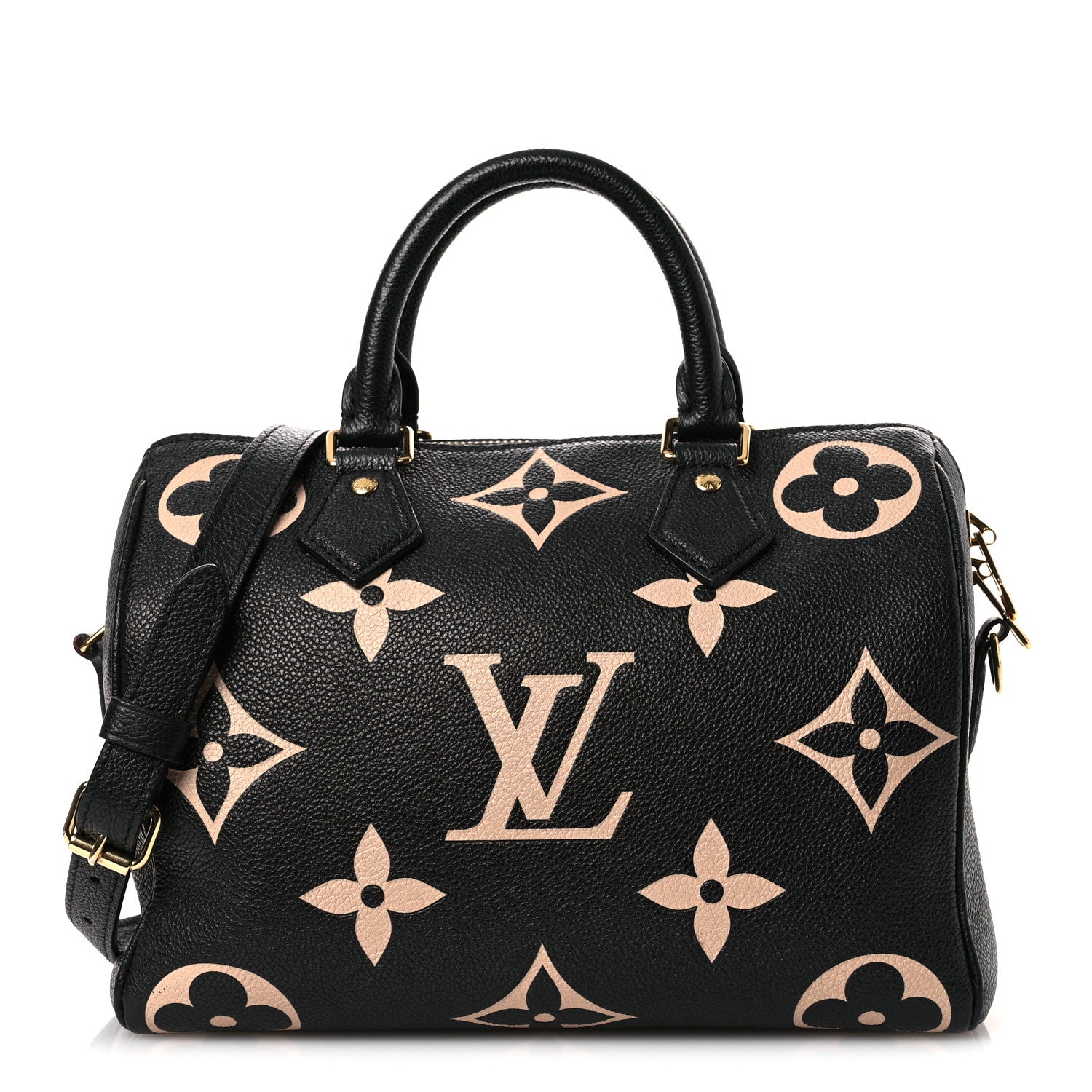 Empreinte Monogram Giant Speedy Bandouliere 25 Black Beige