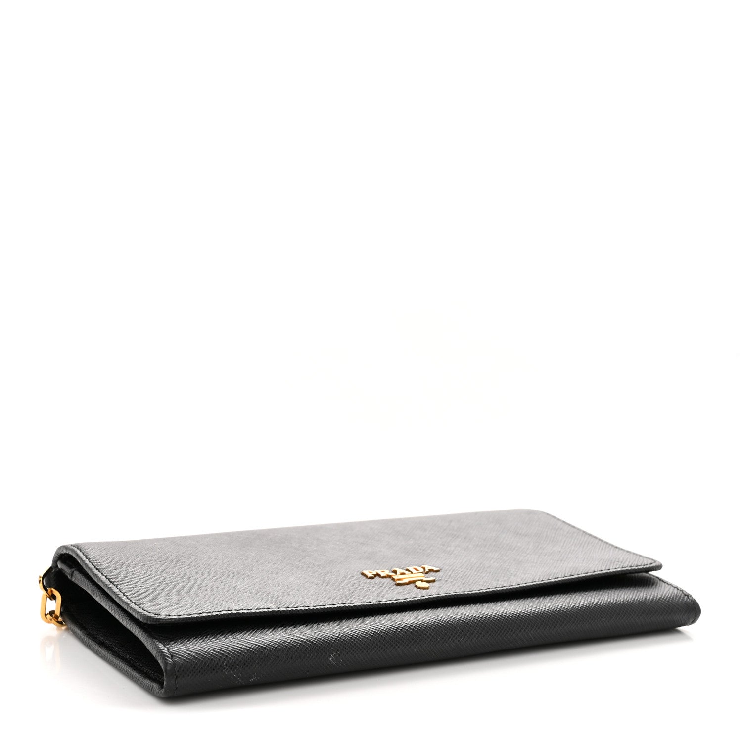Saffiano Metal Oro Chain Wallet Black