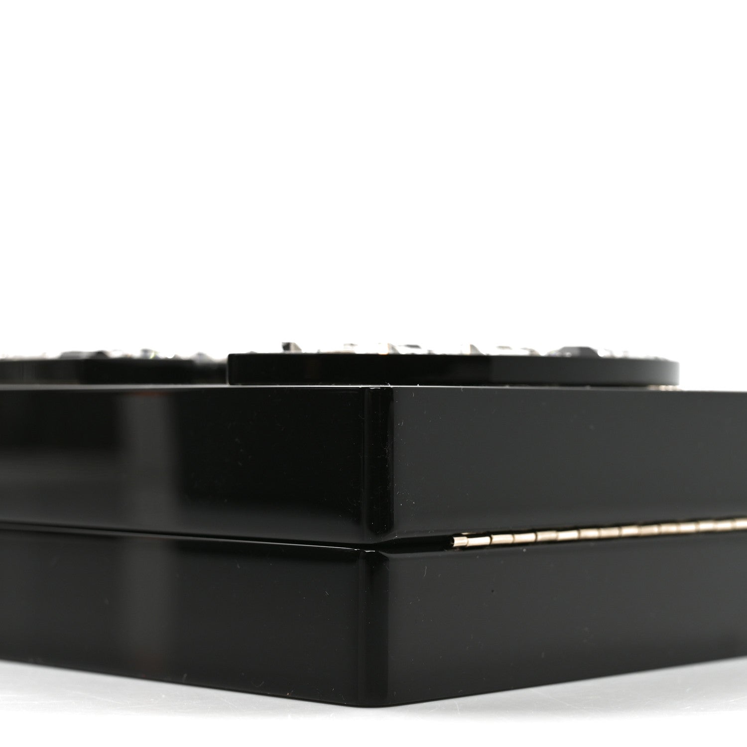 Plexiglass Strass Mosaic No 5 Minaudiere Clutch Black Gold