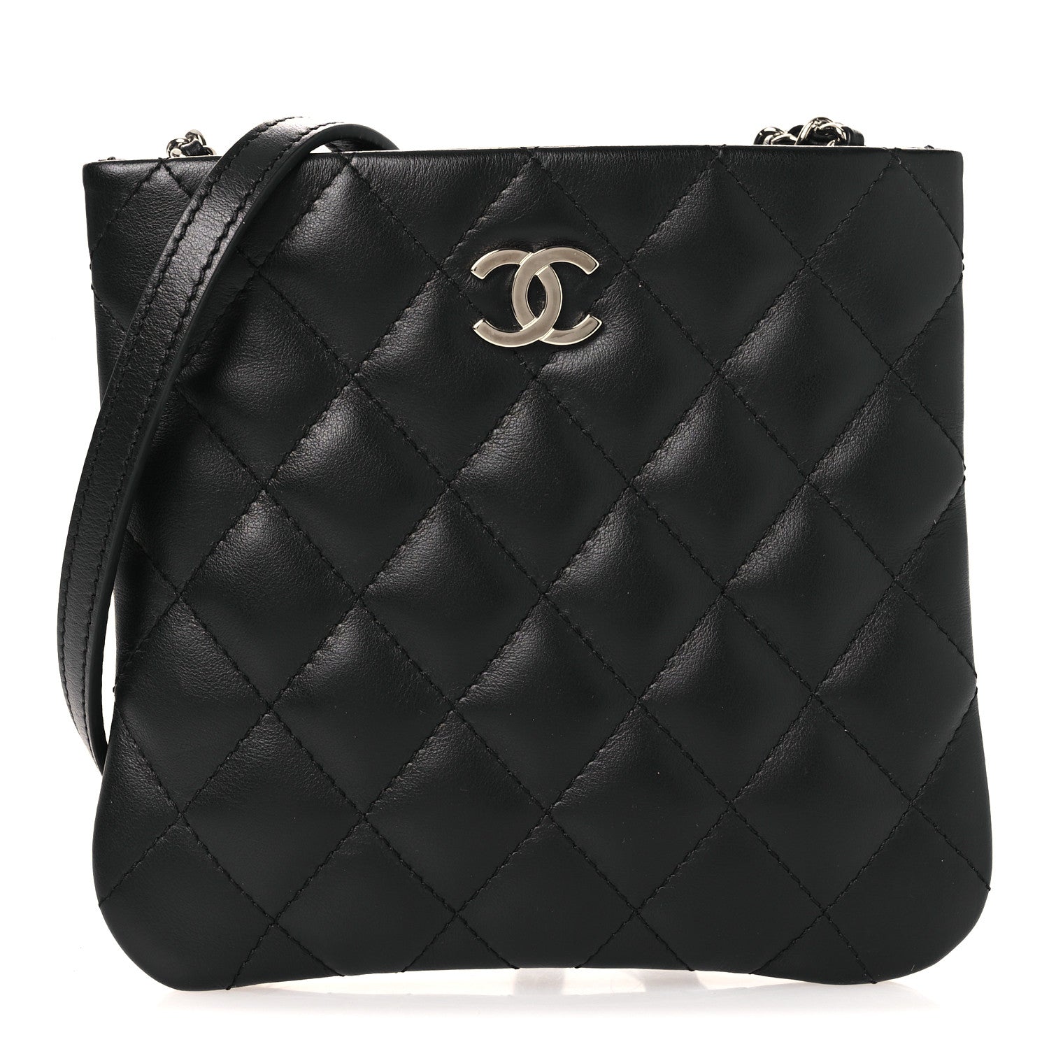 Lambskin Quilted Crossbody Bag Black